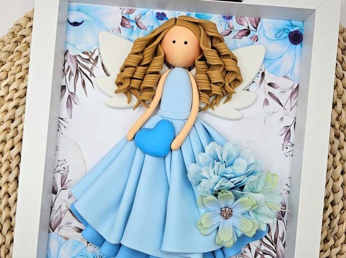 Obrazek na Chrzest z Aniołem Stróżem