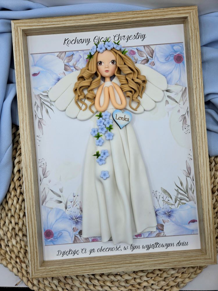prezent-dla-chrzestnego-na-komunię-anioł-w-ramce-podziękowanie