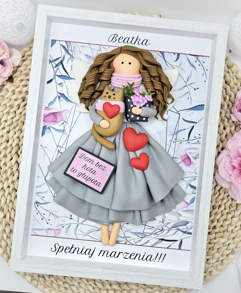 Aniołek z kotkiem, prezent dla kociary