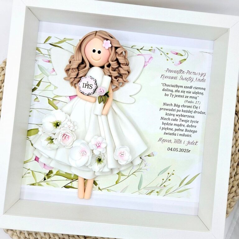 Oryginalne prezenty na Komunię – Aniołki w ramce