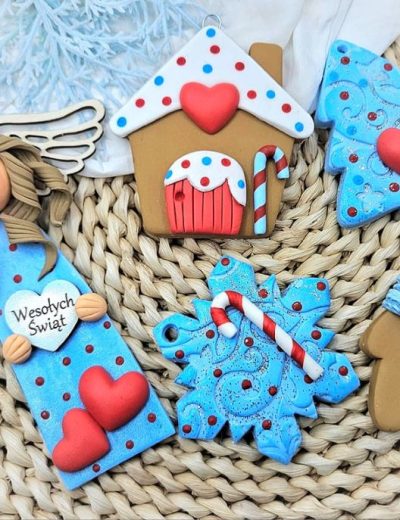 ozdoby choinkowe recznie robione, ozdoby na choinke niebieskie